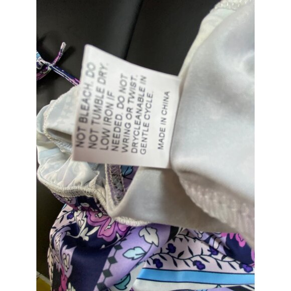 Purple blue Floral Print Halter Crop Top Flared Pants Set large Sexy‎ Hippie Y2K - Picture 5 of 6